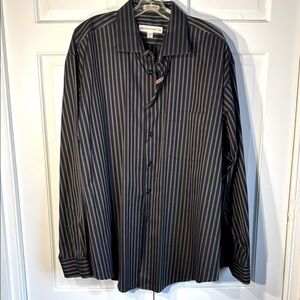 Pronto Uomo Black Dress Shirt with Pinstripe Pattern